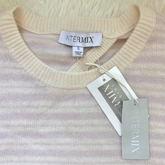 NWT Intermix Noelle Cashmere Striped Crossover Back Sweater - Picture 11 of 15